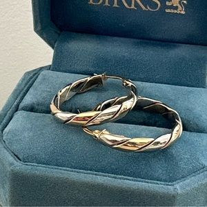 10K Luxury Gold Jewelry Two Tone Cunky  Hoop Earrings